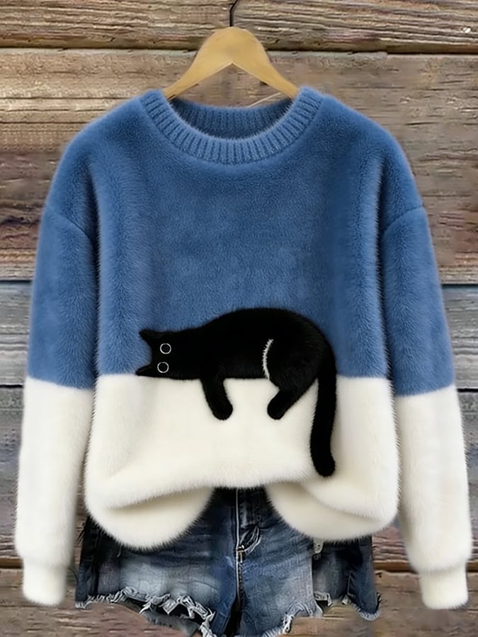 Luna | Sweat Femme avec Motif de Chat