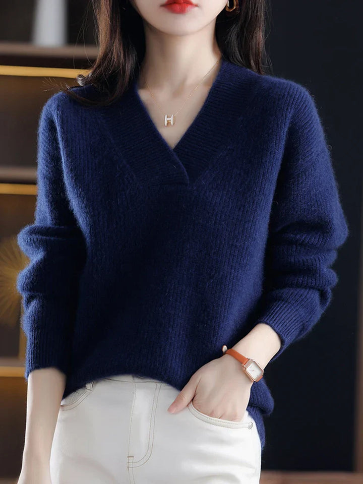 Maurine | Le Pull Col V Minimaliste